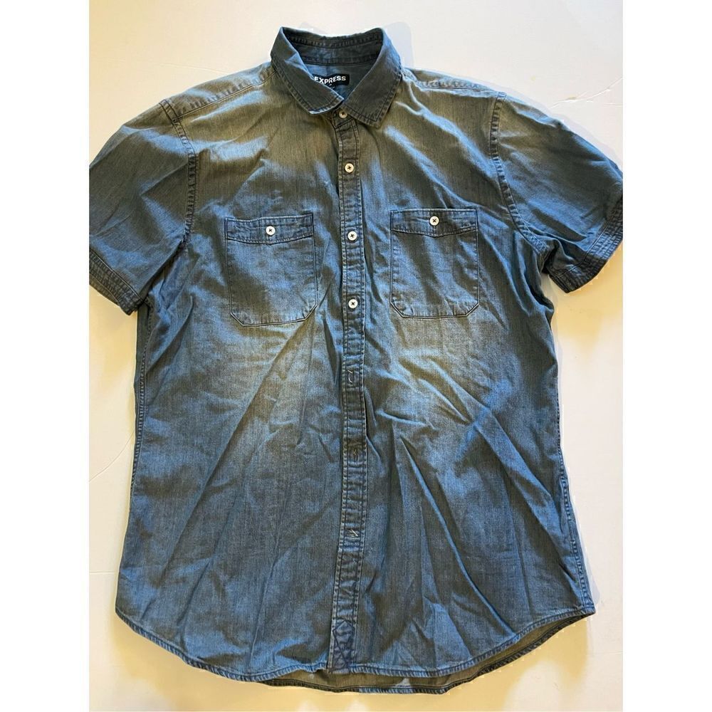 Express Denim Button Down Collared Shirt